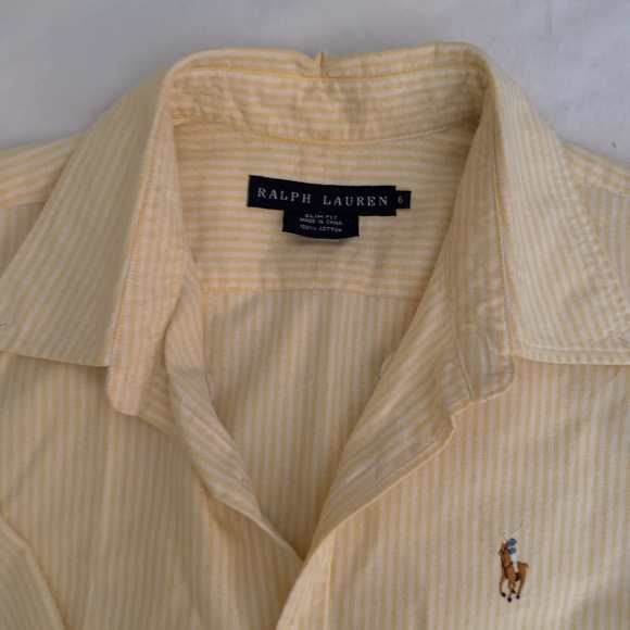 Ralph Lauren Yellow Stripe Oxford Button-up Shirt - Picture 3 of 4